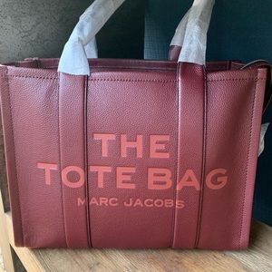 Dark Red Leather Large Marc Jacobs Tote Bag